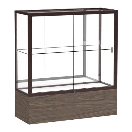 Waddell Display Case Of Ghent Reliant Counter Case, Mirror Back, Dark Bronze Frame, Walnut Vinyl Base, 36"L x 40"H x 14"D 2281MB-BZ-WV